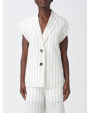 Liu Jo Pinstriped Wool Single-Breasted Vest - White