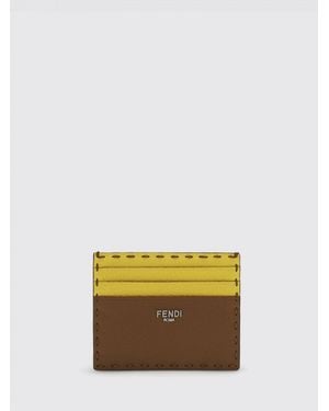 Fendi Bicolor Calfskin Card Holder - Yellow