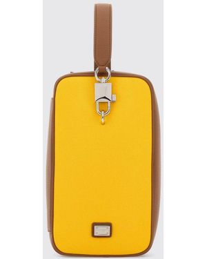 Dolce & Gabbana Dolce &Amp Gabbana Bolso De Mano Lock Bicolor De Piel Y Lona - Amarillo