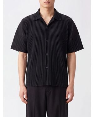 Homme Plissé Issey Miyake Short-Sleeved Pleated Bowling Shirt Homme Plissé Issey Miyake With Cuban Collar - Black