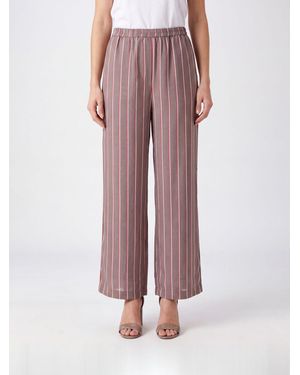 Frankie Shop High-Waisted Striped Silk-Blend Palazzo Trousers - Pink