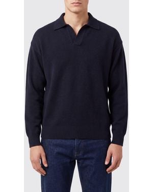 Roberto Collina Polo De Punto De Lana Merina De Manga Larga - Azul