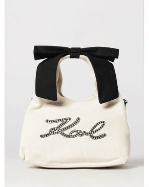 KARL LAGERFELD Recycled Cotton Canvas Handbag With Bow And Logo - Black