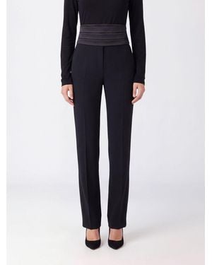 Ermanno Scervino High-Waisted Slim Fit Cady Tuxedo Trousers - Black