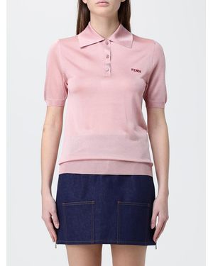 Fendi Viscose Polo Shirt With Logo - Red