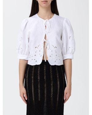 Twinset Embroidered Linen Top - White