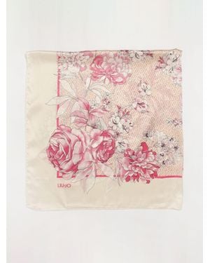 Liu Jo Peony Printed Polyester Foulard - Pink