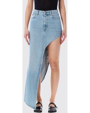 Coperni Asymmetric Organic Cotton Denim Skirt - Blue