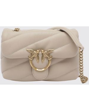 Pinko Baby Love Bag Puff Mini Quilted Nappa Bag With Love Birds Logo - Natural