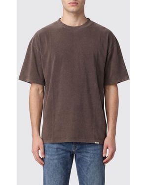 Represent Camiseta De Cuello Redondo De Algodón Con Logo En Contraste En El Pecho - Gris