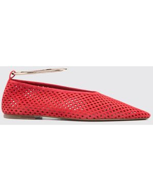 Jil Sander Perforated Suede Ballerinas - Red