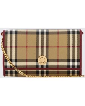 Burberry Geldbörsentasche Aus Beschichteter Baumwolle Mit Vintage Check Print - Rot