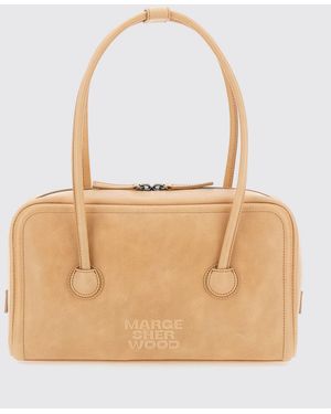 Marge Sherwood Boston Smooth Leather Shoulder Bag With Double Handle - Natural