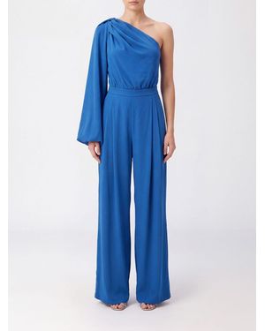 Stella McCartney Elegant One-Shoulder Design Satin Jumpsuit - Blue