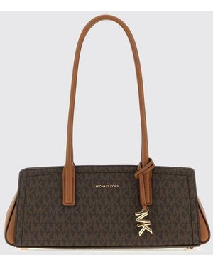 Michael Kors Laila Monogram Canvas Shoulder Bag With Logo Charm - White