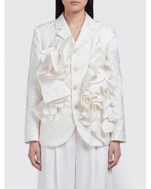 Comme des Garçons Comme Des GarÇ Ons Single-Breasted Cropped Blazer With Lapels And Embroidery - White