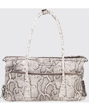 Maison Margiela 5Ac East West Python-Print Leather Shoulder Bag - White