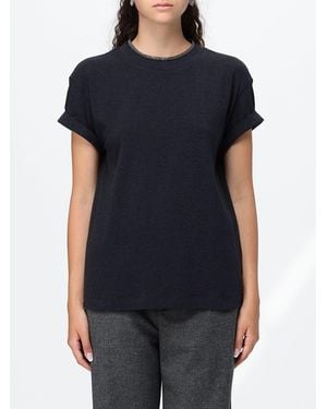 Brunello Cucinelli Stretch-Cotton Crew-Neck T-Shirt With Monili Embroidery - Black