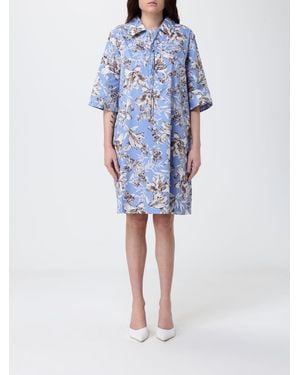 Liu Jo Cotton Poplin Dress With Floral Print - Blue