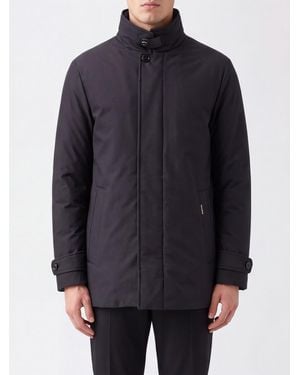 Moorer Water-Repellent Knee-Length Parka With Goose Down Padding - Blue