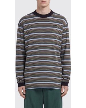 Marni Striped Long-Sleeved Cotton T-Shirt - Grey