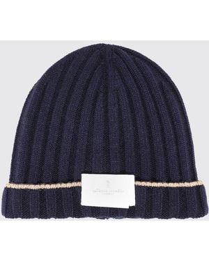 Brunello Cucinelli Ribbed Pure Cashmere Beanie With Cuff - Blue