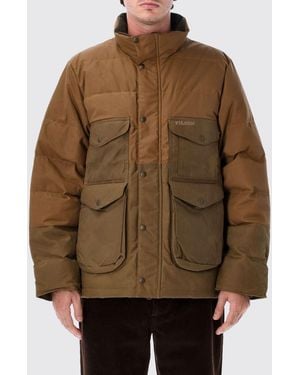 Filson Quilted Cotton Jacket With Down Padding And High Neck - Brown