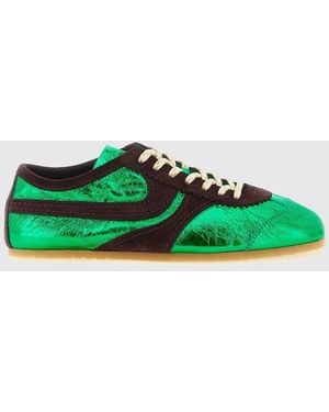 Dries Van Noten Laminated Leather Trainers - Green