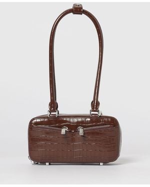 Self-Portrait Mini Croc Leather Shoulder Bag - Brown
