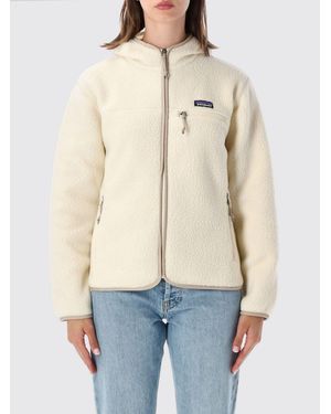Patagonia Retro Hooded Short Fleece Jacket With Zip Closure - Natural