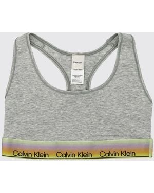 Calvin Klein Cotton And Modal Blend Bralette With Racerback - Grey