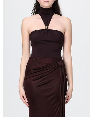 Elisabetta Franchi Cut-Out Viscose Bodysuit Top - Black