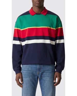 Versace Striped Cotton Polo Shirt - Blue