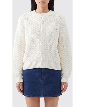 Comme des Garçons Comme Des GarÇ Ons Crewneck Long-Sleeved Cardigan With Ribbed Trims - White
