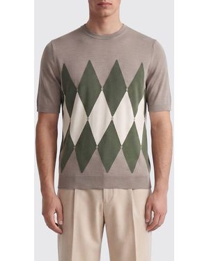 Ballantyne Diamond Pattern Cotton And Linen Knit - Grey