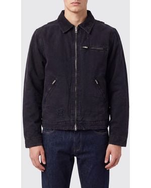 Represent Cotton Denim Shirt Jacket With Zip Closure - Blue