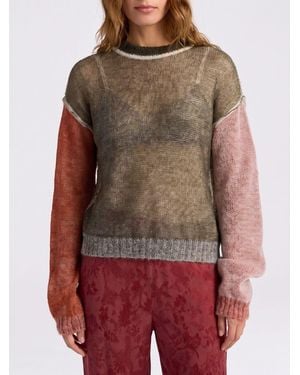 Momoní Momon&Igrave Color-Block Mohair Wool Pullover - Red