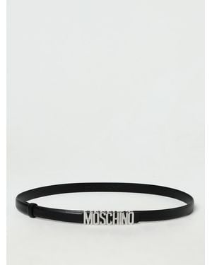 Moschino Cinturón De Piel Con Logo - Blanco