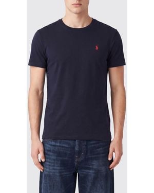 Polo Ralph Lauren Crewneck Cotton T-Shirt With Embroidered Pony Logo - Blue