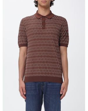 Zanone Diamond Pattern Cotton Knit Polo Shirt - Red