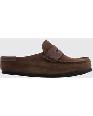 Birkenstock Naples Suede Mules With Raised Apron Stitching - Brown