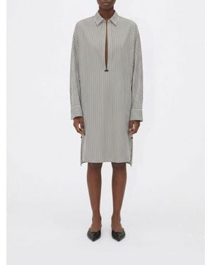 Tom Ford Striped Silk Chemisier Dress - Grey