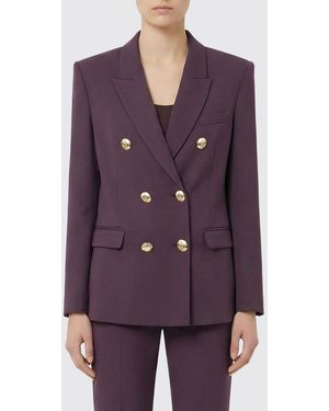 Elisabetta Franchi Stretch Viscose Double Breasted Blazer - Purple