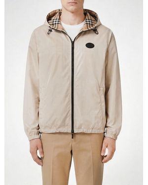 Burberry Logo Polyester Windbreaker - Natural