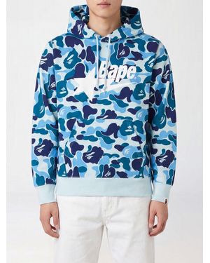 A Bathing Ape Camouflage Print Cotton Hoodie With Slim Fit - Blue