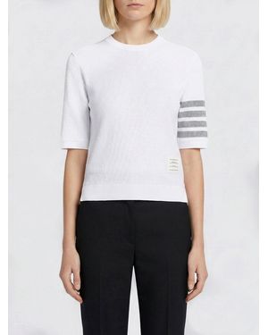 Thom Browne 4-Bar Cotton T-Shirts - White
