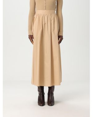 Liu Jo Midi Aline Cotton Poplin Skirt - Natural