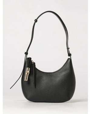 Furla Bolso Hobo De Piel De Ternera Martillada Con Bandolera Ajustable - Negro