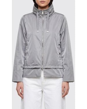 Moorer Short Technical Fabric Windbreaker Jacket With Hood And Zip Closure - Gray