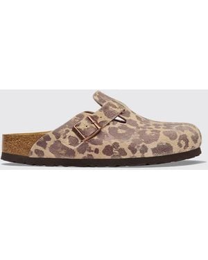 Birkenstock Sabots Boston En Suède À Imprimé Animalier Avec Bride - Multicolore